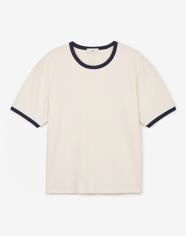 티엔지티 Cropped Ringer Tee (Cream) 크림 착용컷