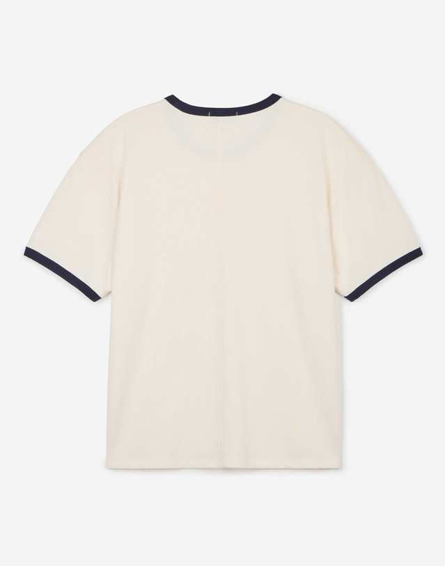 티엔지티 Cropped Ringer Tee (Cream) 크림 착용컷