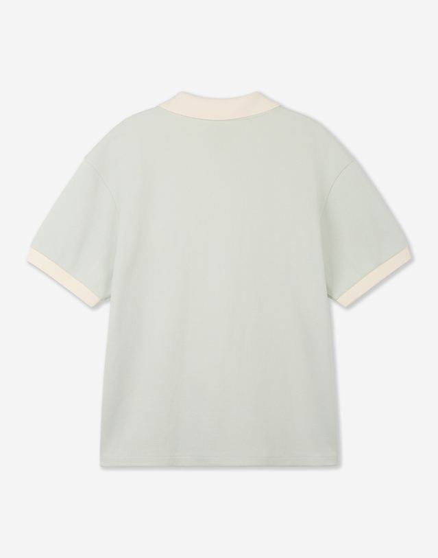 티엔지티 Contrast Slit Neck Tee (Pistachio Green) 초록 착용컷