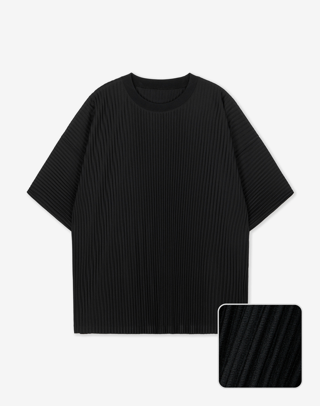 요요기 플리츠 바이 티엔지티 Yoyogi Pleats Tee (Black) 블랙 착용컷