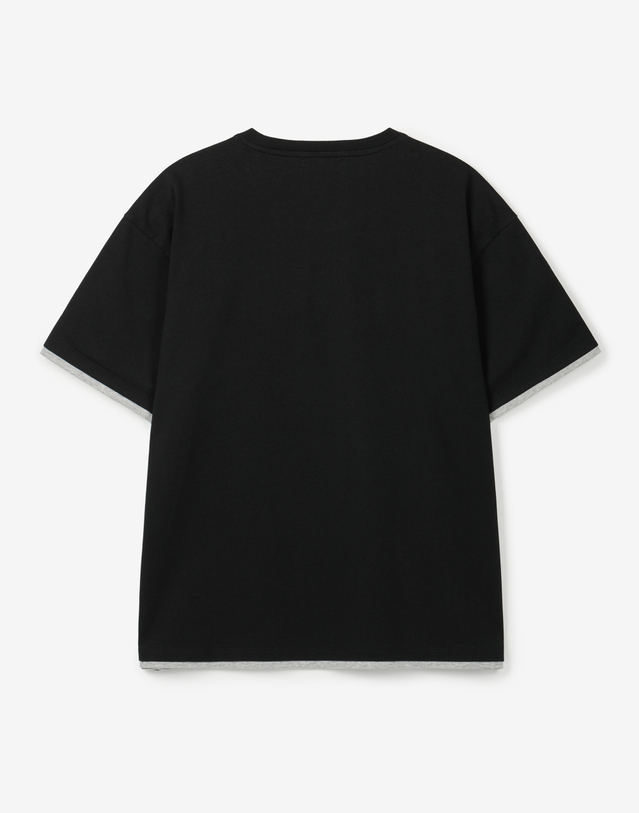 티엔지티 Layered Roll-Up Cropped Tee (Black) 블랙 착용컷
