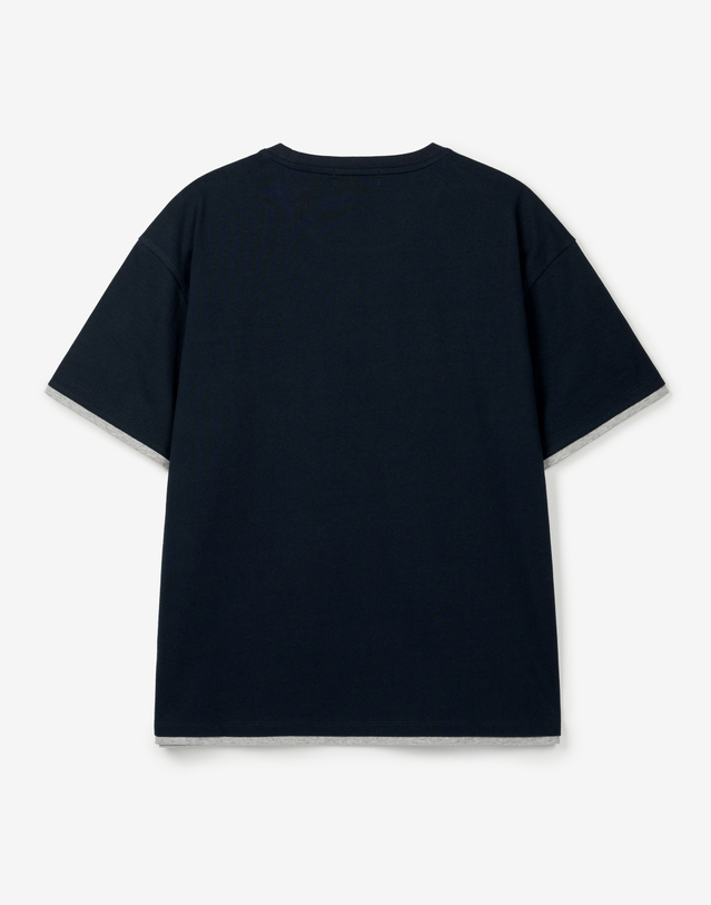티엔지티 Layered Roll-Up Cropped Tee (Navy) 네이비 착용컷