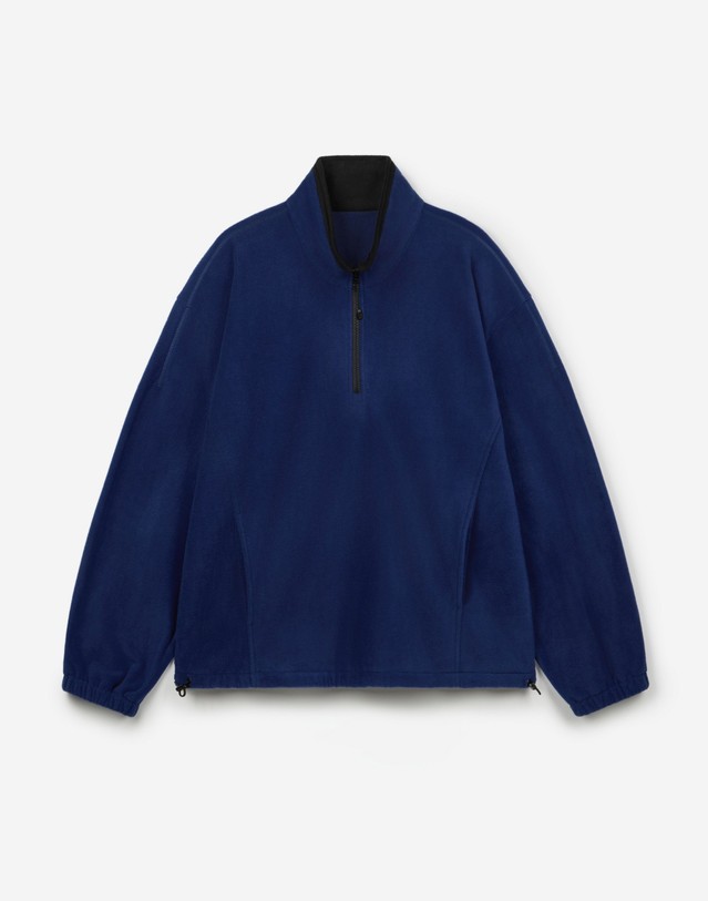 티엔지티 [UNI] Koenji Fleece Oversized Half-Zip Sweatshirt (Blue) 블루 착용컷