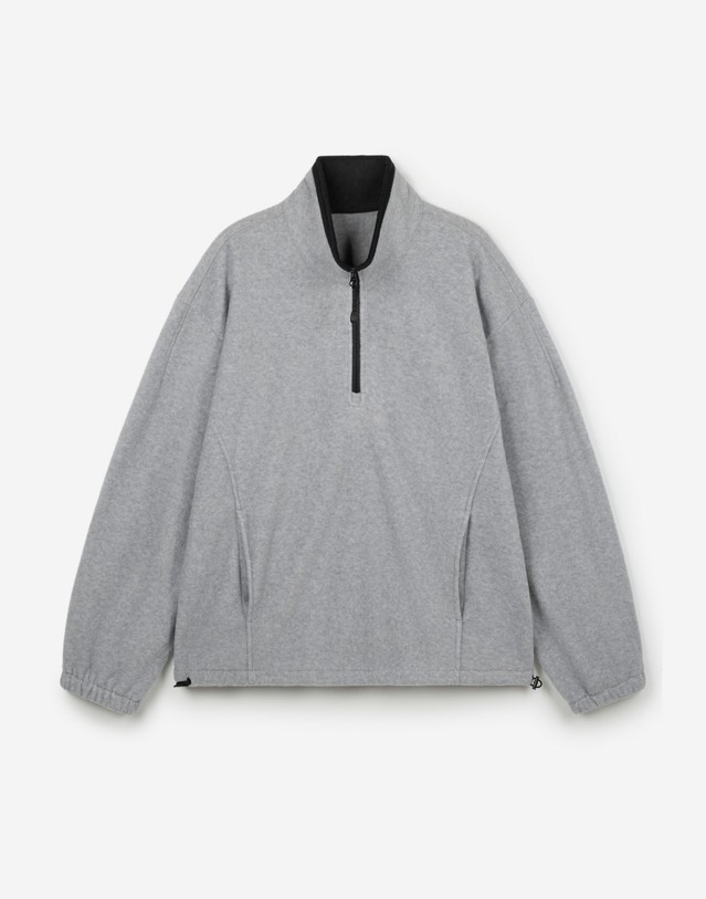 티엔지티 [UNI] Koenji Fleece Oversized Half-Zip Sweatshirt (L.Grey) 그레이 착용컷