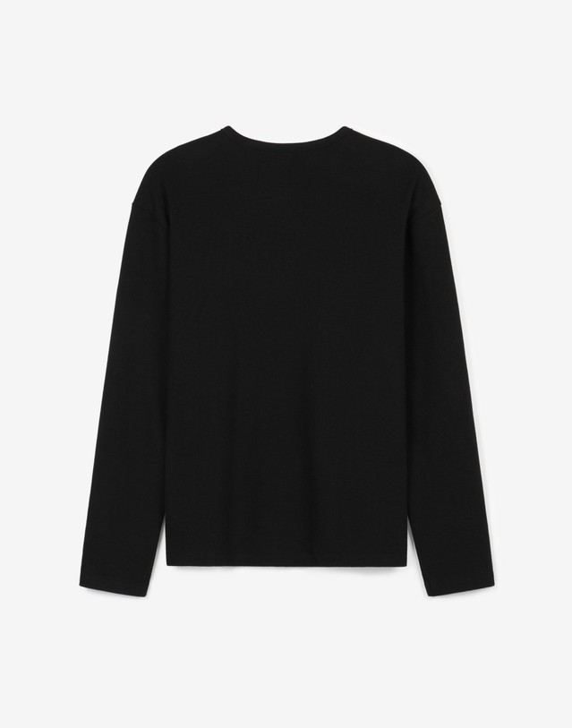 티엔지티 Ribbed Slim-Fit Henley Top (Black) 블랙 착용컷