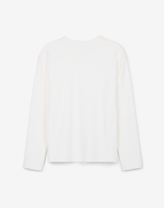 티엔지티 Ribbed Slim-Fit Henley Top (Ivory) 아이보리 착용컷