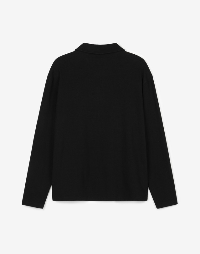 티엔지티 Ribbed Slim-Fit Polo Shirt (Black) 블랙 착용컷