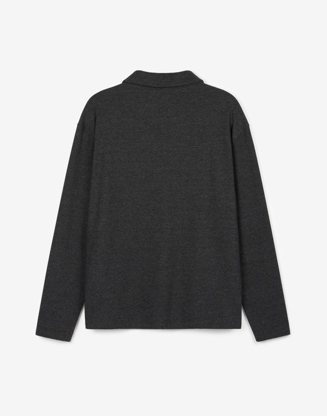 티엔지티 Ribbed Slim-Fit Polo Shirt (Dark Grey) 차콜 그레이 착용컷