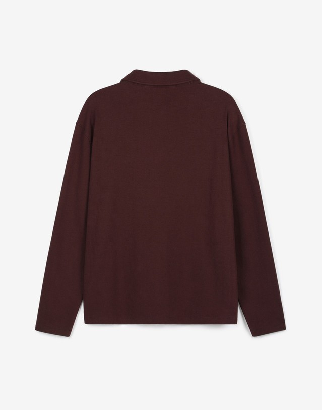 티엔지티 Ribbed Slim-Fit Polo Shirt (Red Brown) 브라운 착용컷