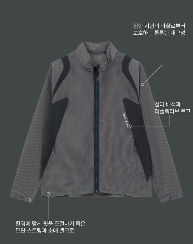 티톤 브로스 Gridcore Wind breaker 진한 그레이 착용컷