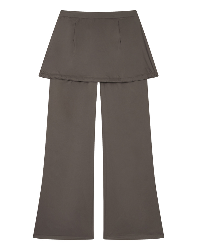 티톤 브로스 Side Ventile Wrap Skirt Pants 브라운 착용컷