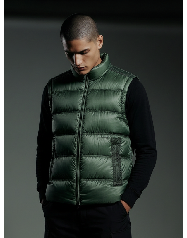 티톤 브로스 [경량]Alive Prism Down Vest 탁한 카키 착용컷