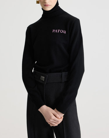 [시즌오프][PATOU] 블랙 로고프린트 울캐시미어혼방 니트
