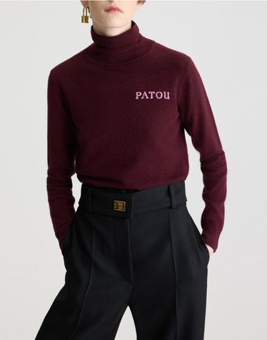 [시즌오프][PATOU] 와인 로고프린트 울캐시미어혼방 니트