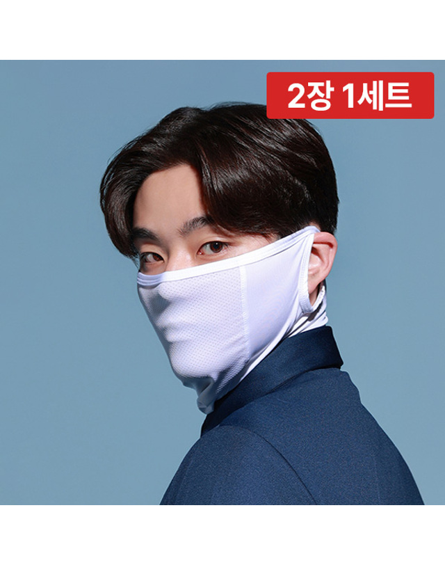 리카타 2장1세트/리카타 에크모 메쉬 귀걸이 골프마스크 자외선차단 메쉬 스포츠 얼굴햇빛가리개 B10304 착용컷