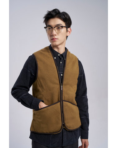 남성 브라운 Warm Pile Waistcoat Zip-In 베스트