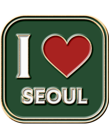 바버 카키 I Love Seoul 핀뱃지