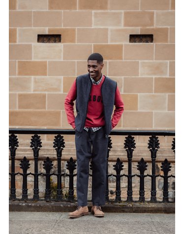 남성 네이비 Washed Stretch Twill Relaxed 팬츠