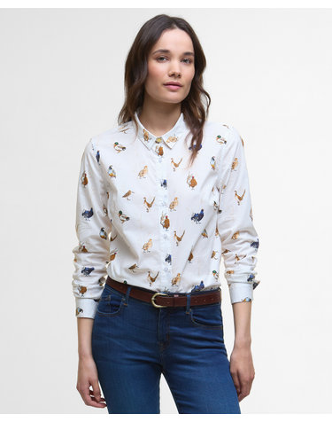 여성 화이트 Brambles Bird Print 셔츠