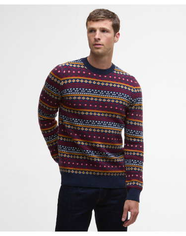 남성 네이비 Easdale Fair Isle 크루넥 스웨터