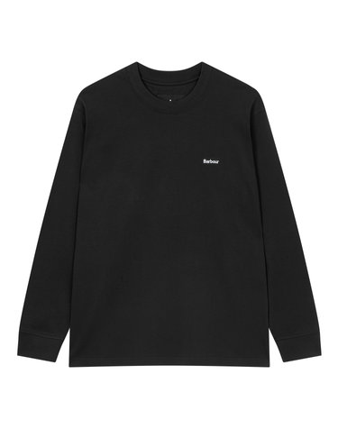 남성 블랙 OS fit Enbroidered Logo 긴팔 티셔츠