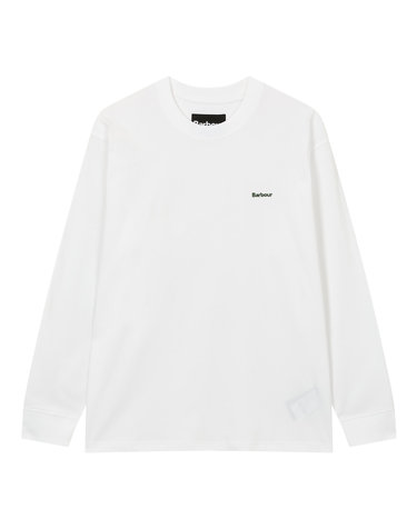 남성 화이트 OS fit Enbroidered Logo 긴팔 티셔츠