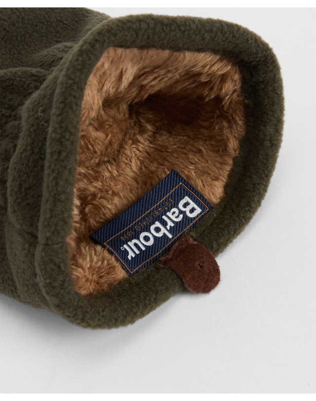 바버 남성 올리브 Coalford Fleece 장갑 진한 연두 착용컷