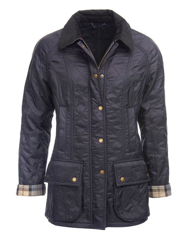 바버 여성 네이비 Beadnell Polarquilt 퀼팅 자켓 착용컷