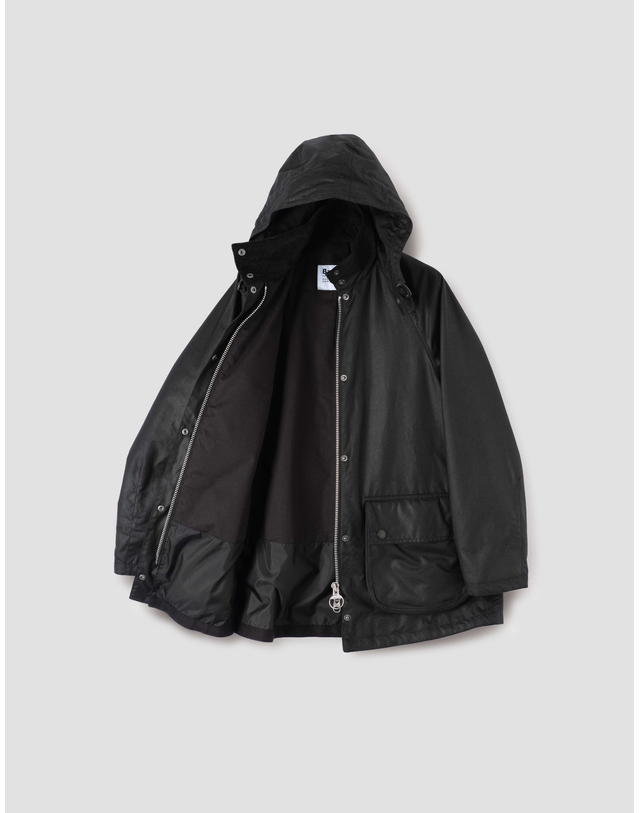 바버 [BEST] [Barbour x Margaret Howell] 여성 블랙 Stand Collar 파카 점퍼 착용컷