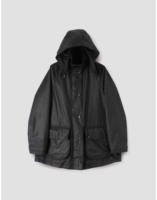 바버 [BEST] [Barbour x Margaret Howell] 여성 블랙 Stand Collar 파카 점퍼 착용컷