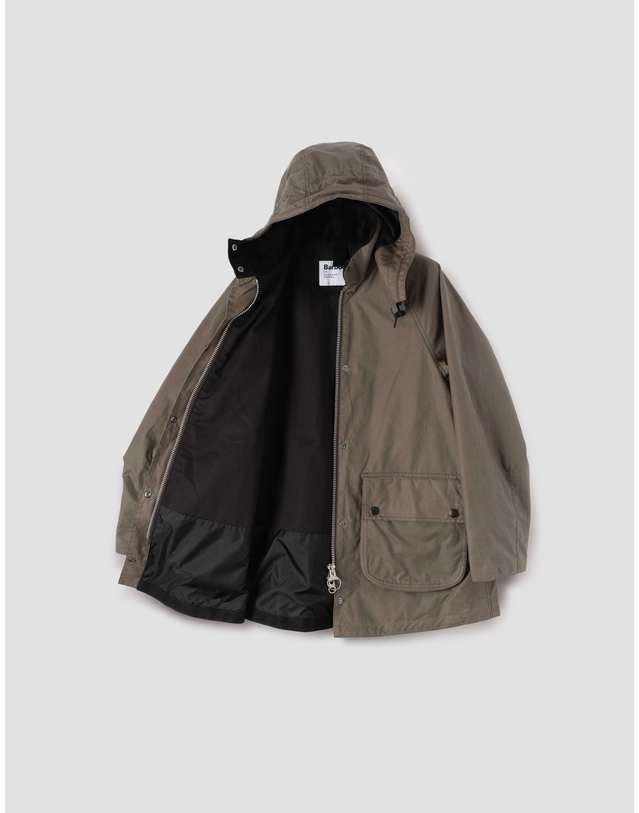 바버 [BEST] [Barbour x Margaret Howell] 여성 올리브 Stand Collar 파카 점퍼 진한 연두 착용컷