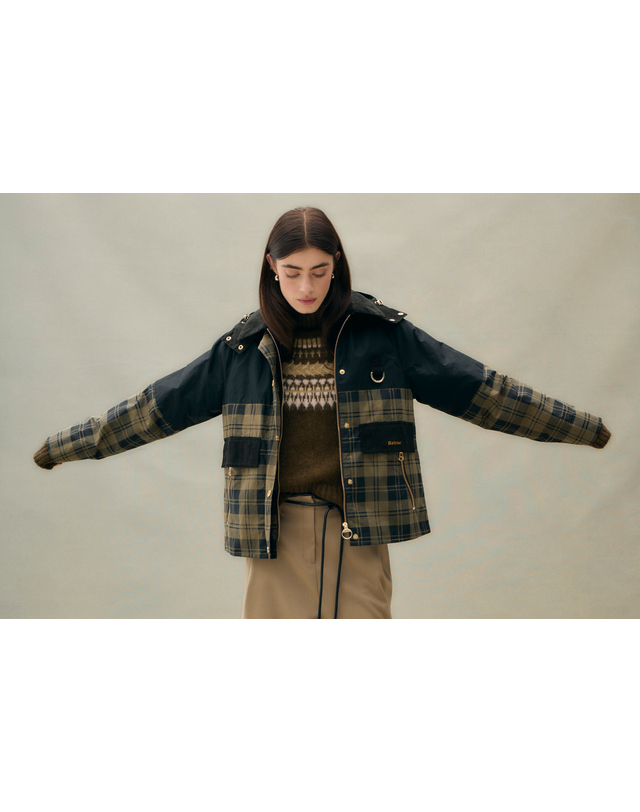 바버 여성 올리브 Elaine 샤워프루프 자켓 진한 연두 상세