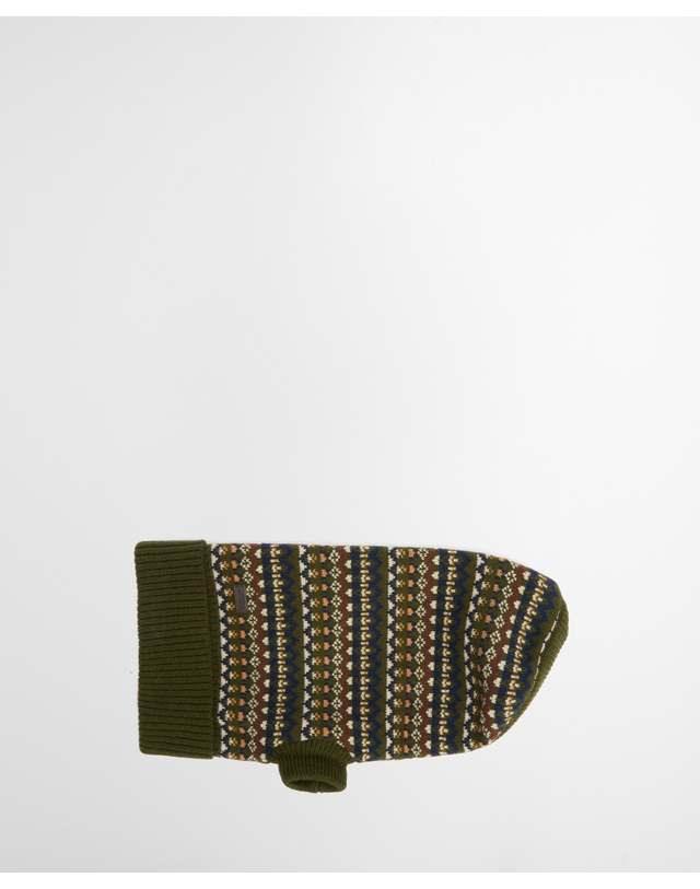 바버 도그 올리브 Marlow Fair Isle 점퍼 진한 연두 착용컷