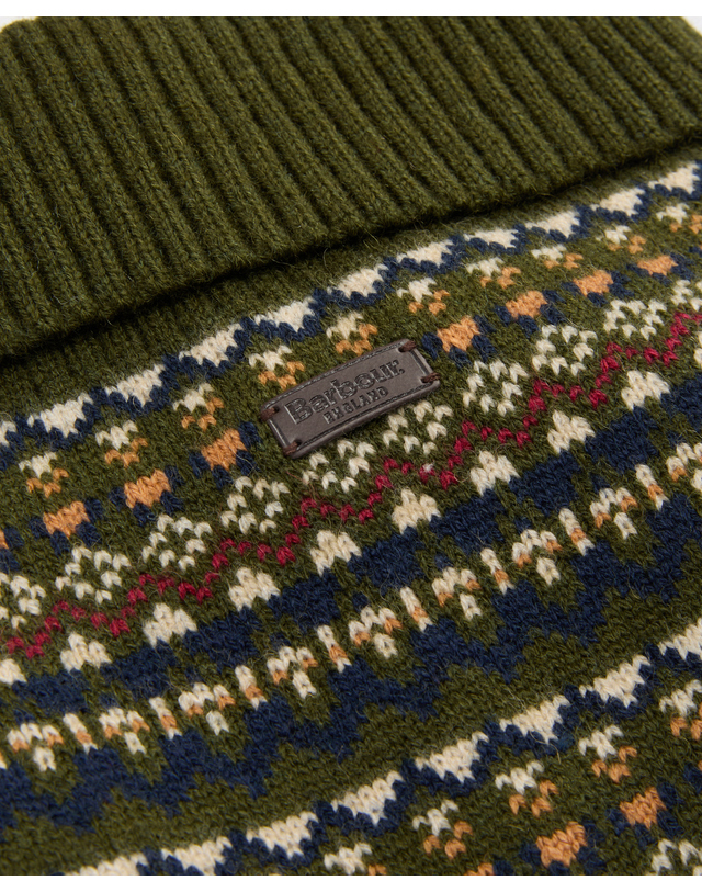 바버 도그 올리브 Marlow Fair Isle 점퍼 진한 연두 상세