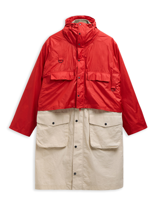 바버 [Barbour X Kaptain Sunshine] 남성 아이보리 Endurance 캐주얼 자켓 밝은 베이지 착용컷