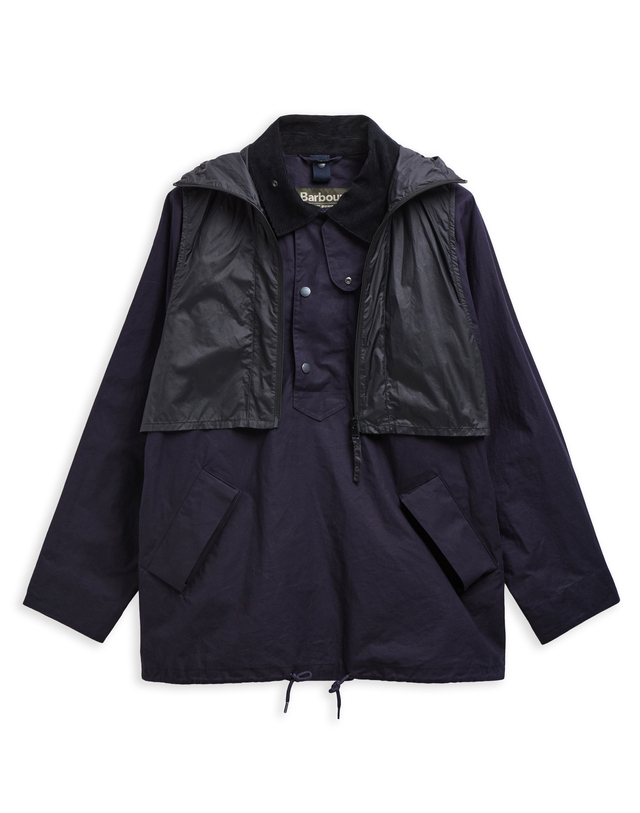 바버 [Barbour X Kaptain Sunshine] 남성 네이비 Transport Smock 캐주얼 자켓 진한 블루 착용컷