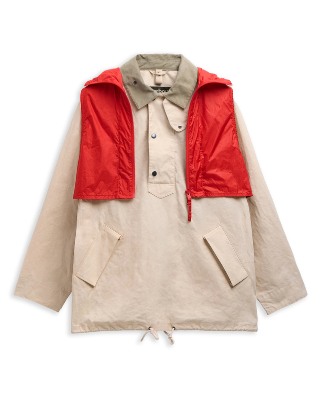 바버 [Barbour X Kaptain Sunshin] 남성 아이보리 Transport Smock 캐주얼 자켓 밝은 베이지 착용컷