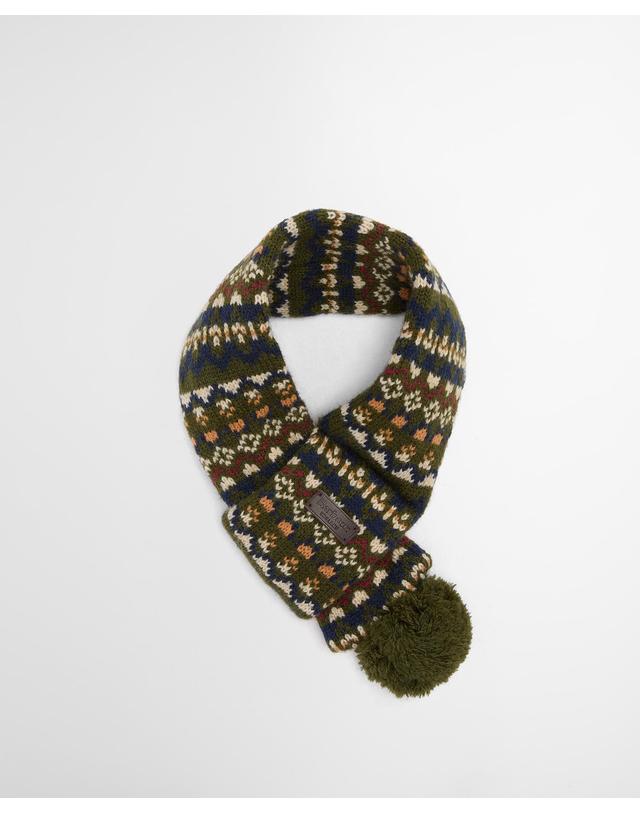 바버 도그 올리브 Marlow Fair Isle 스카프 진한 연두 착용컷