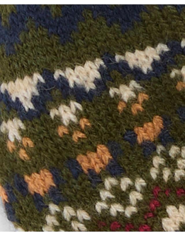 바버 도그 올리브 Marlow Fair Isle 스카프 진한 연두 상세