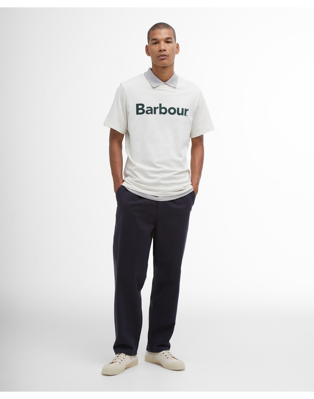바버 남성 네이비 Washed Stretch Twill Relaxed 팬츠 착용컷