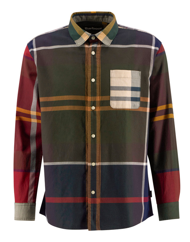바버 [오스틴강착용]남성 타탄 Patchwork OS 타탄 셔츠 MULTI COLOR 착용컷