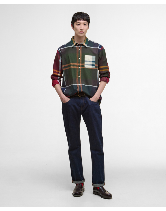 바버 [오스틴강착용]남성 타탄 Patchwork OS 타탄 셔츠 MULTI COLOR 착용컷