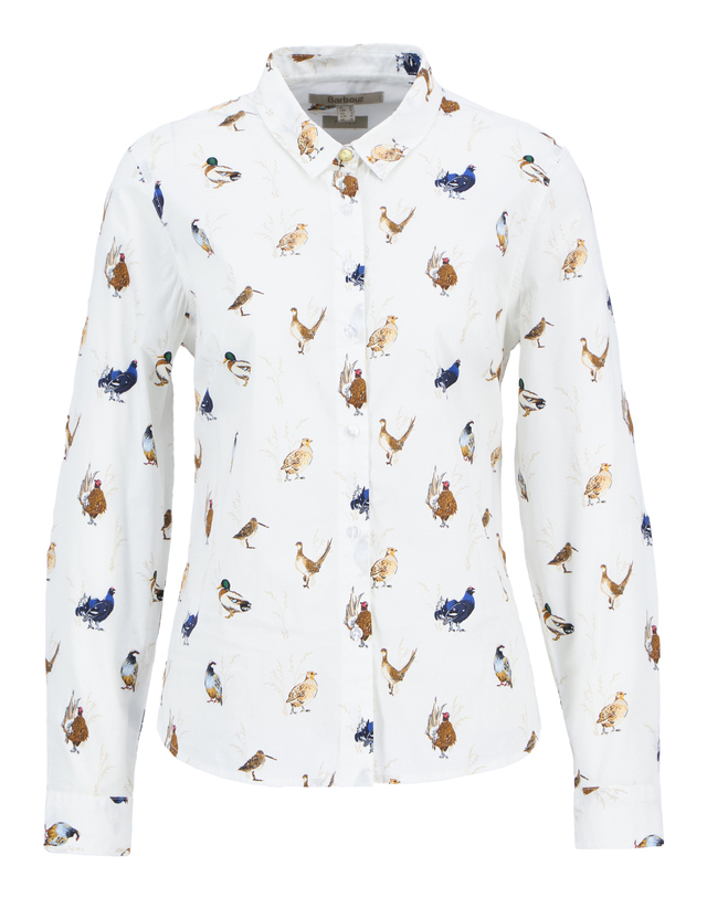 바버 여성 화이트 Brambles Bird Print 셔츠 MULTI COLOR 착용컷