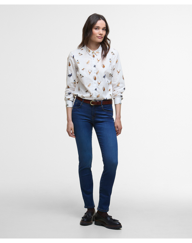 바버 여성 화이트 Brambles Bird Print 셔츠 MULTI COLOR 착용컷