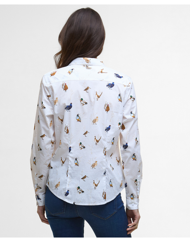 바버 여성 화이트 Brambles Bird Print 셔츠 MULTI COLOR 착용컷