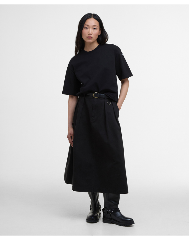 바버 여성 블랙 Phoebe 미디 스커트 착용컷