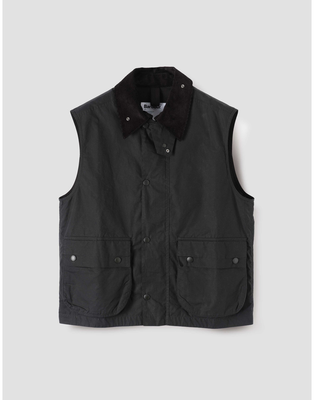 바버 [Barbour x Margaret Howell] 남성 블랙 Bedale 캐주얼 베스트 착용컷