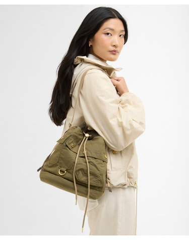 여성 카키 Mia Drawstring 토트백