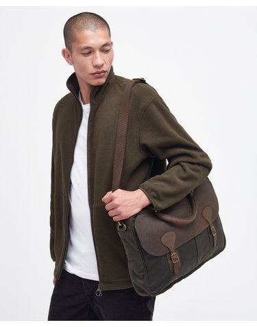 남성 바버 올리브 왁스 Leather Briefcase 백