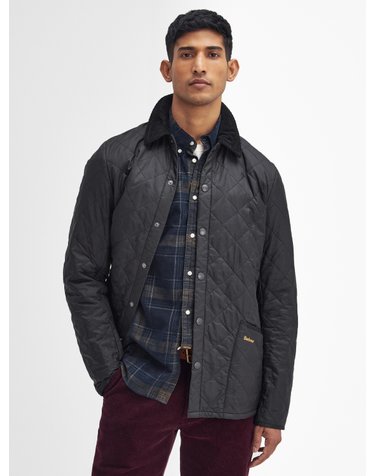 남성 블랙 Heritage Liddesdale 퀼팅 자켓